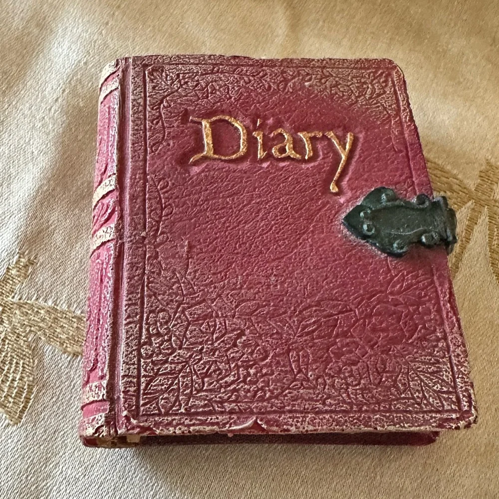 Vintage Small Resin Red Faux Diary / Journal / Book w/ Great Detail.